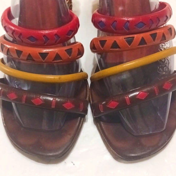 ZALO Leather and Straw Wedge Sandals - Picture 3 of 10